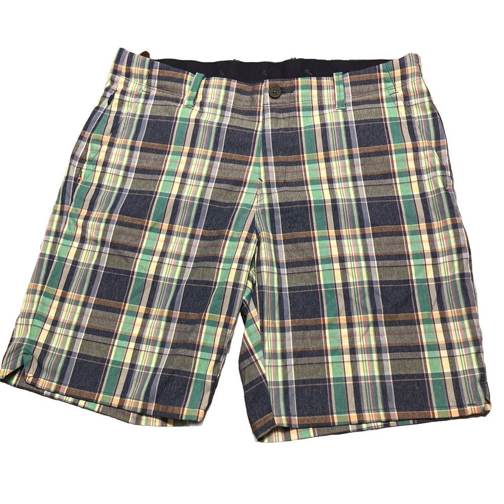 Tommy Bahama Boracay Plaid Shorts Mens 35 Multi Color Blue Green ST890026